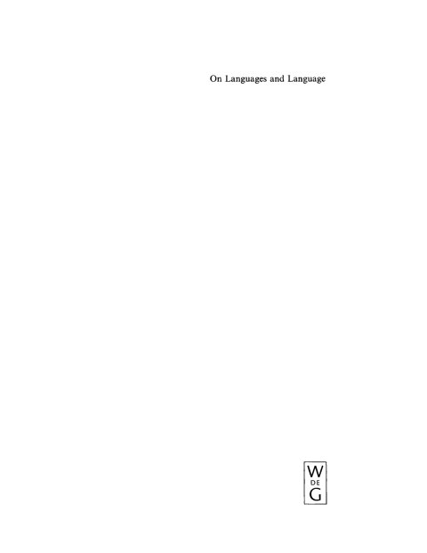 Cover image for book On Languages and Language