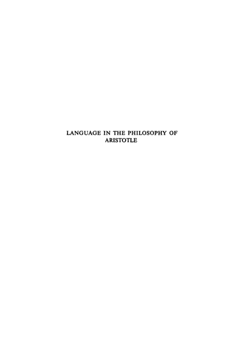 Cover image for book Language in the Philosophy of Aristotle