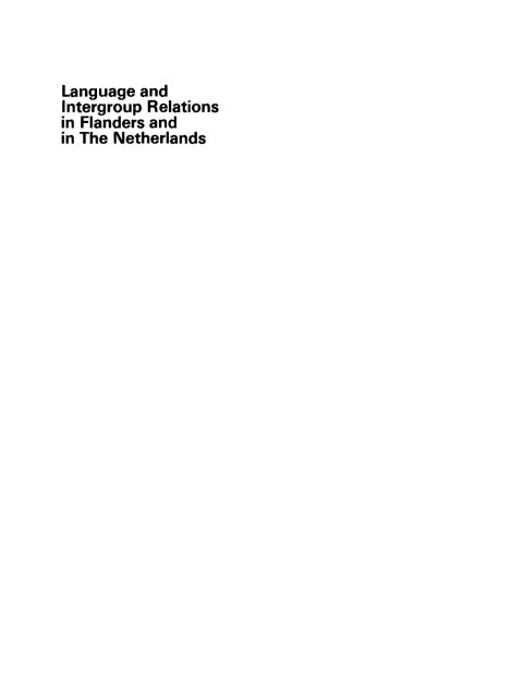 Cover image for book Language and Intergroup Relations in Flanders and the Netherlands
