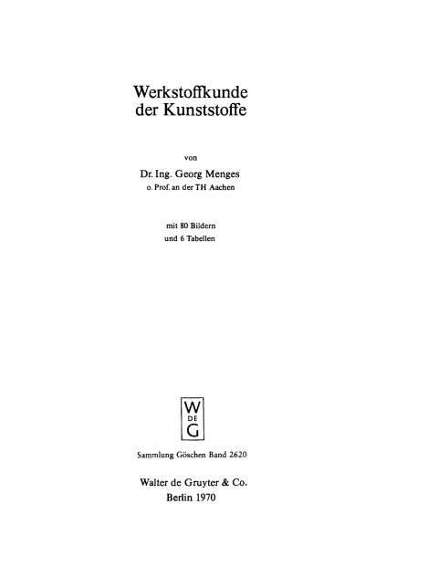 Cover image for book Werkstoffkunde der Kunststoffe