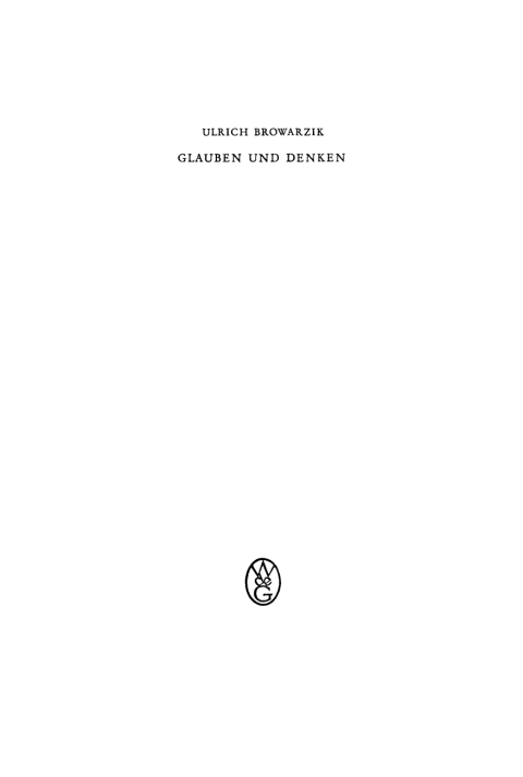 Cover image for book Glauben und Denken