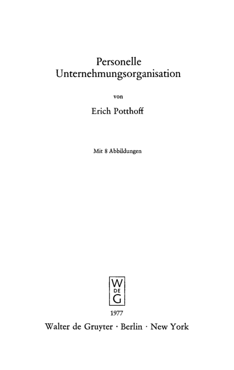 Cover image for book Personelle Unternehmungsorganisation