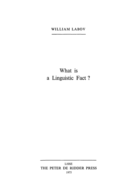 Cover image for book What is a linguistic fact?