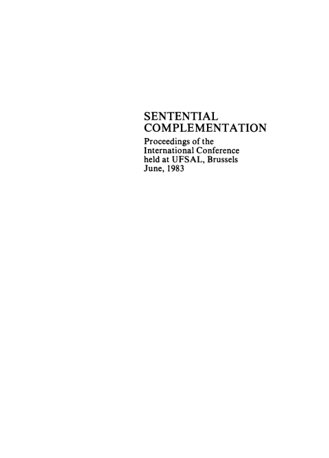 Cover image for book Sentential Complementation