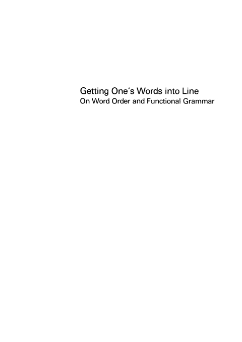 Cover image for book Getting One's Words into Line