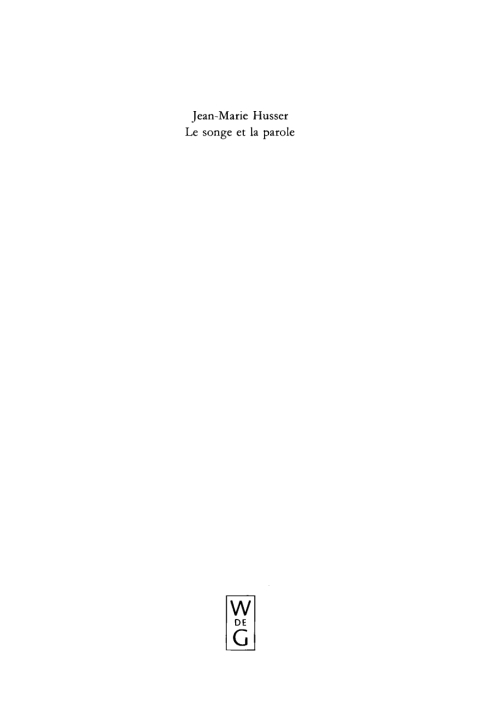 Cover image for book Le songe et la parole