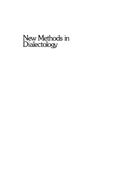 Cover image for book New Methods in Dialectology