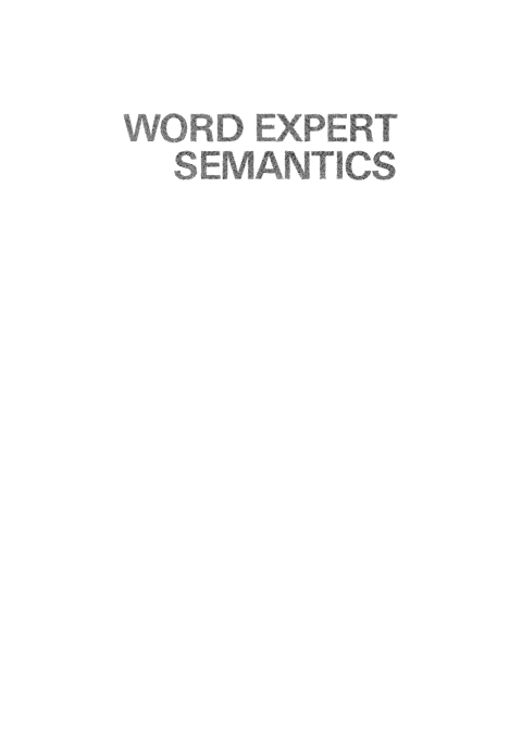 Cover image for book Word Expert Semantics