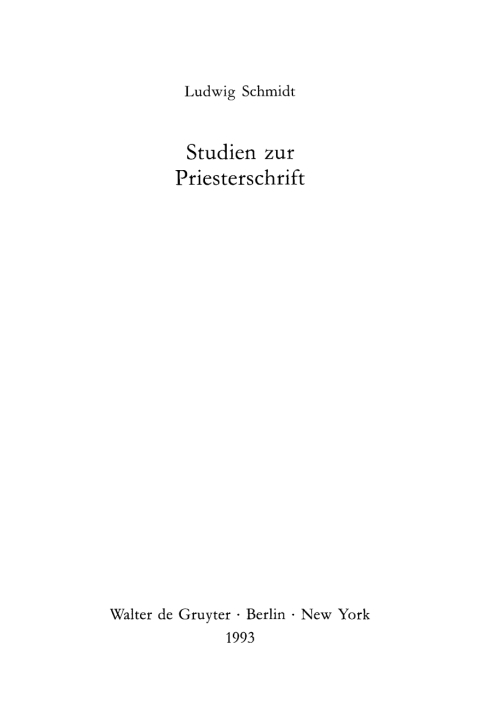 Cover image for book Studien zur Priesterschrift