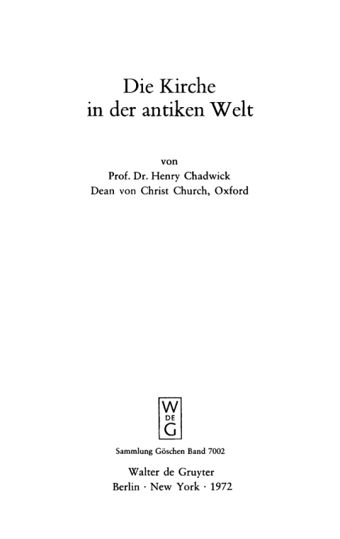 Cover image for book Die Kirche in der antiken Welt