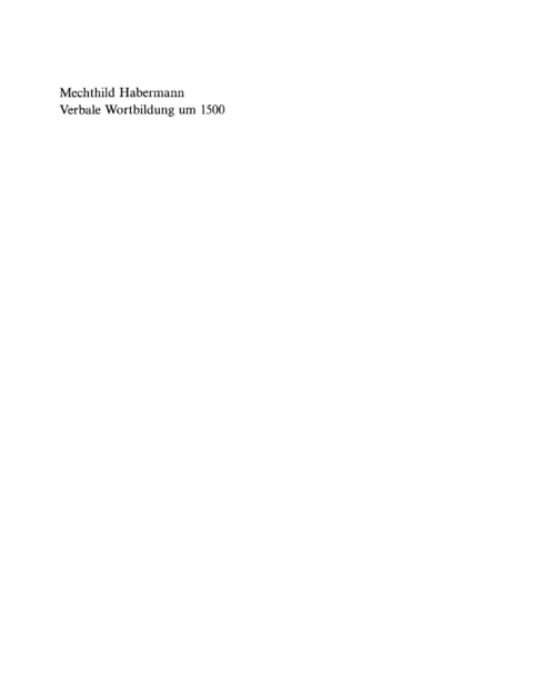 Cover image for book Verbale Wortbildung um 1500
