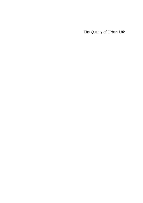 Cover image for book Quality of Urban Life