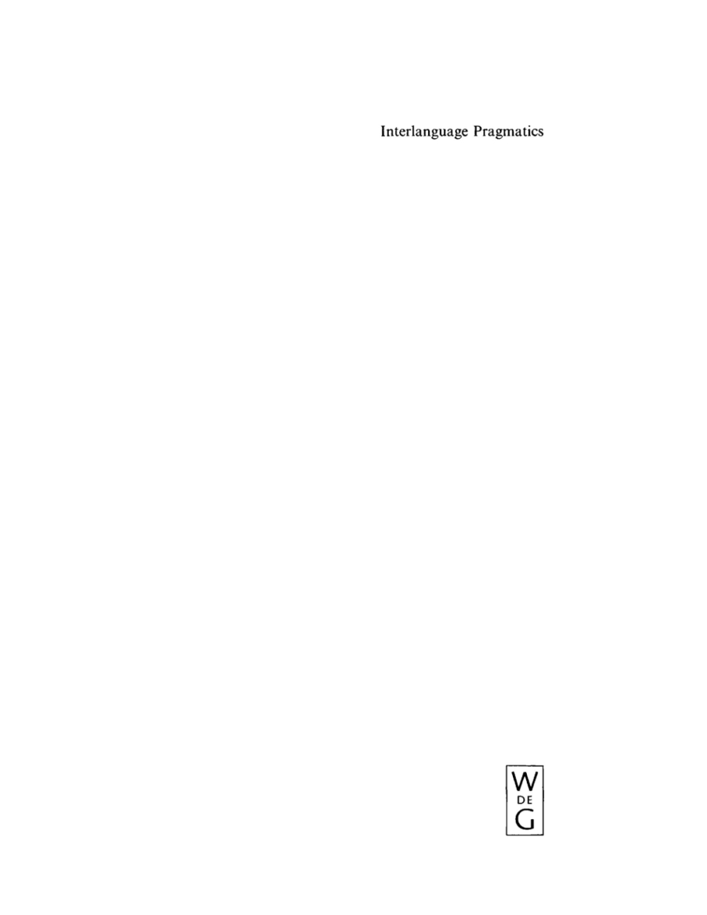 Page Fidelity Interlanguage Pragmatics; $344.10