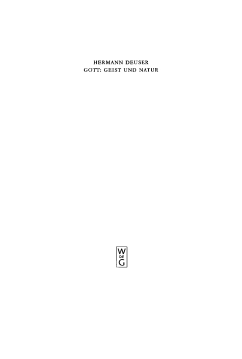 Cover image for book Gott: Geist und Natur