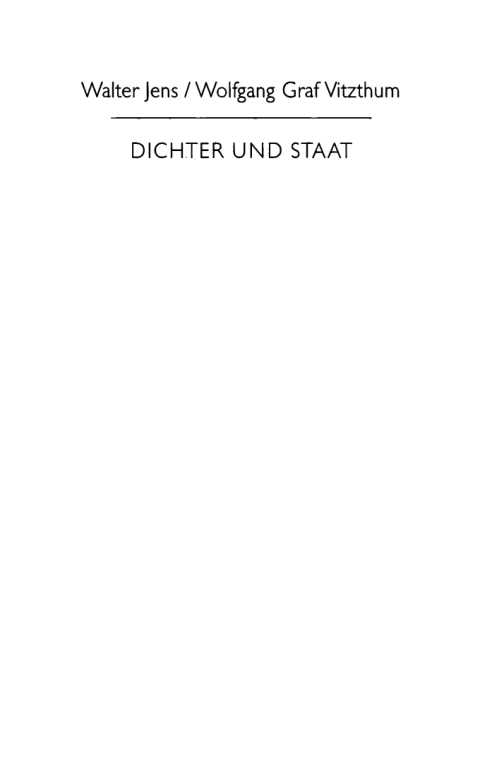 Cover image for book Dichter und Staat
