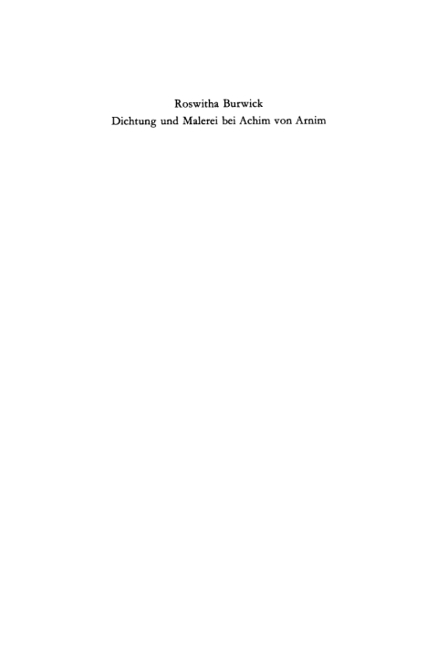 Cover image for book Dichtung und Malerei bei Achim von Arnim