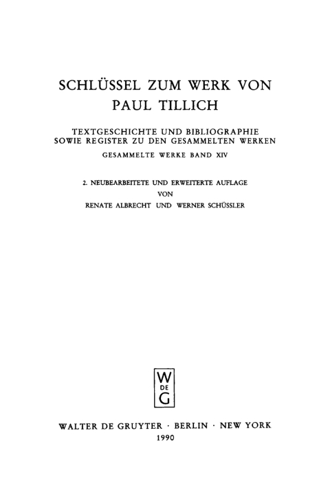 Cover image for book Schlüssel zum Werk von Paul Tillich