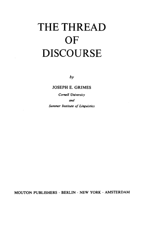 Cover image for book The Thread of Discourse