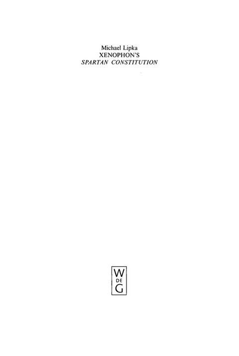 Cover image for book Xenophon's Spartan Constitution