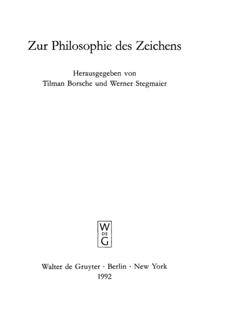 Cover image for book Zur Philosophie des Zeichens
