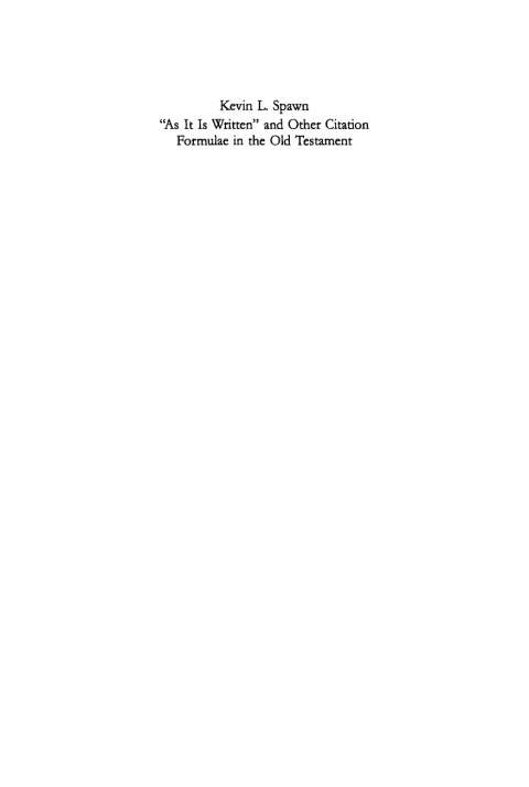 Cover image for book "As It Is Written" and Other Citation Formulae in the Old Testament