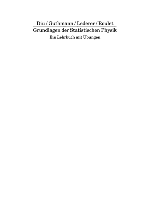 Cover image for book Grundlagen der Statistischen Physik