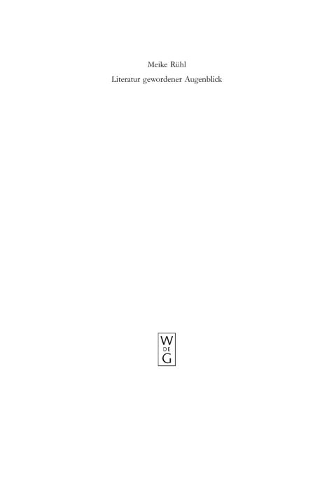 Cover image for book Literatur gewordener Augenblick