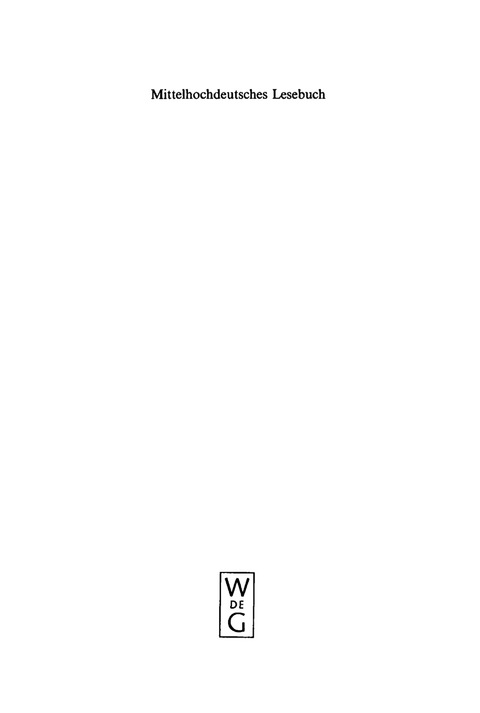 Cover image for book Mittelhochdeutsches Lesebuch
