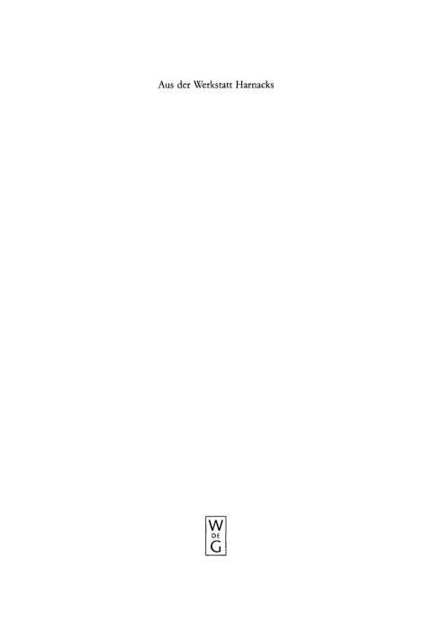 Cover image for book Aus der Werkstatt Harnacks