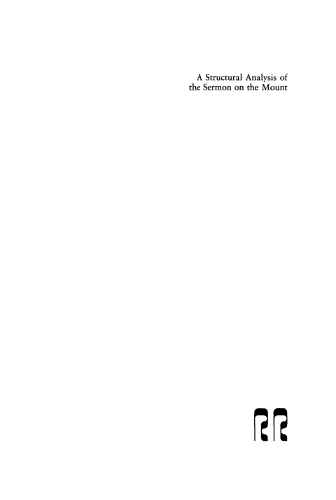 Cover image for book A Structural Analysis of the Sermon on the Mount