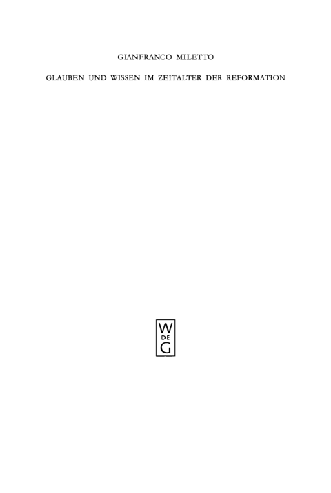 Cover image for book Glauben und Wissen im Zeitalter der Reformation