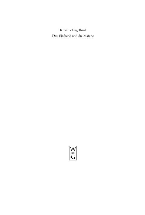 Cover image for book Das Einfache und die Materie