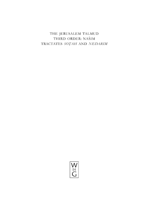 Cover image for book Tractates Sotah and Nedarim