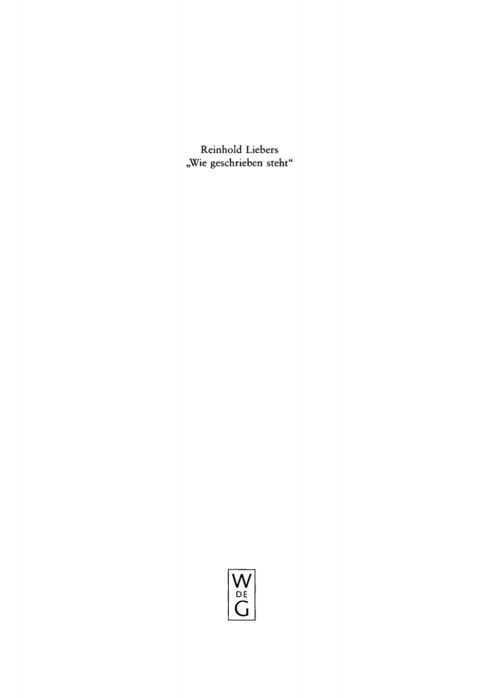 Cover image for book “Wie geschrieben steht”