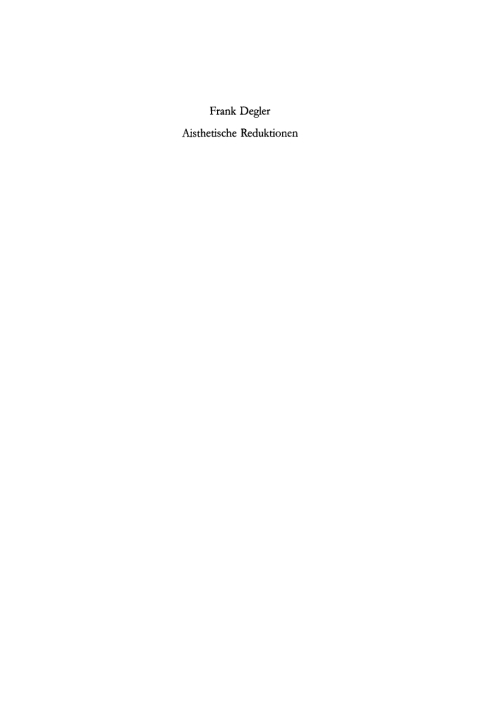 Cover image for book Aisthetische Reduktionen