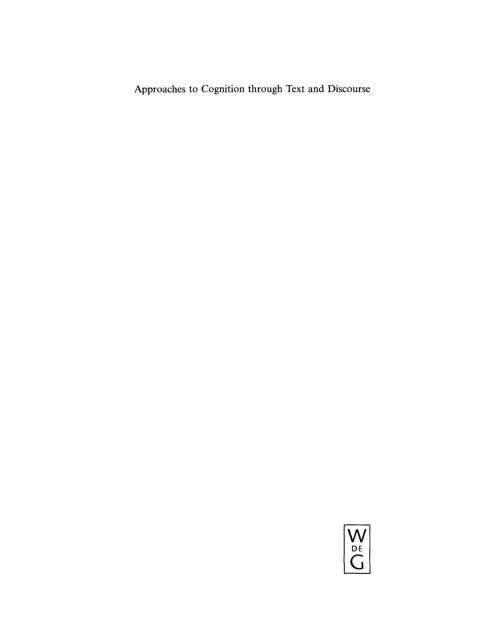 Cover image for book Approaches to Cognition through Text and Discourse