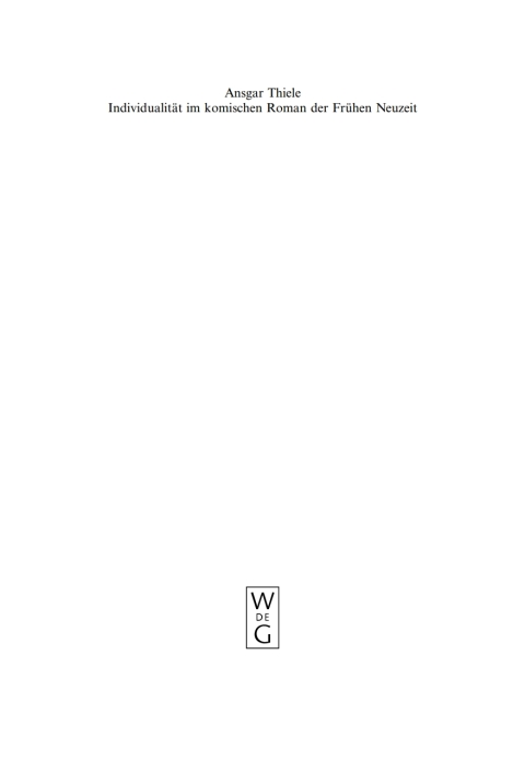 Cover image for book Individualität im komischen Roman der Frühen Neuzeit