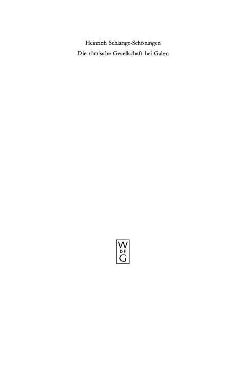 Cover image for book Die römische Gesellschaft bei Galen