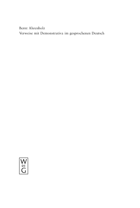 Cover image for book Verweise mit Demonstrativa im gesprochenen Deutsch