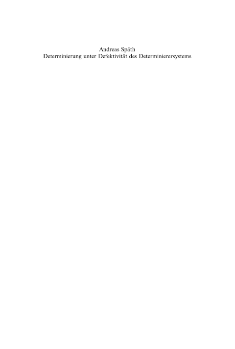 Cover image for book Determinierung unter Defektivität des Determinierersystems