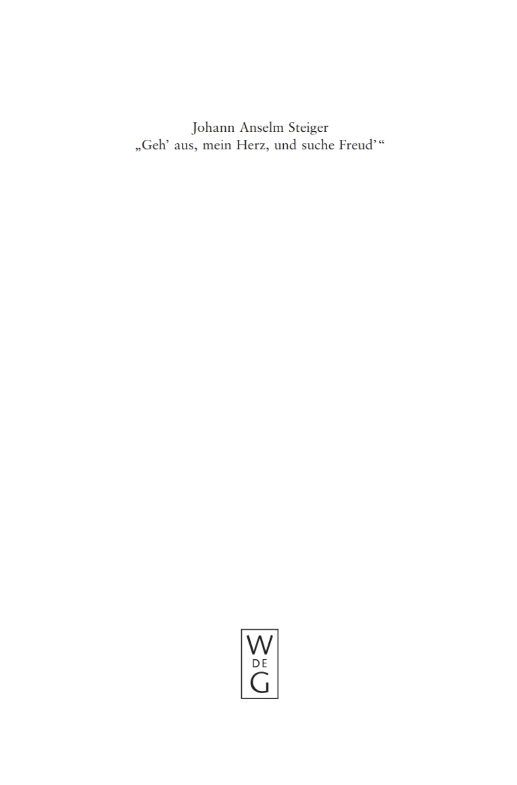 Page Fidelity "Geh' aus, mein Herz, und suche Freud'"; $148.73