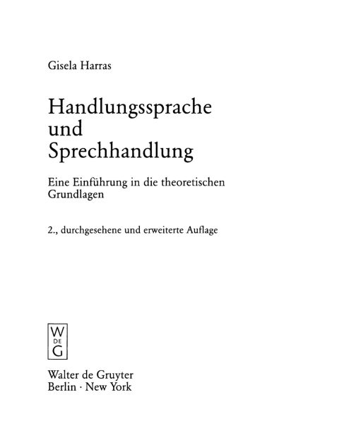 Cover image for book Handlungssprache und Sprechhandlung
