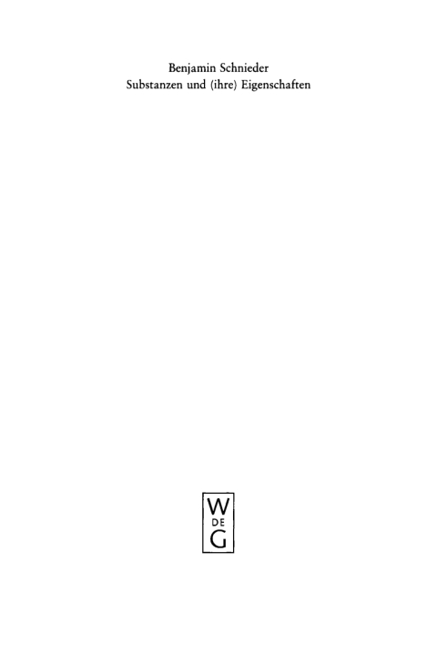 Cover image for book Substanzen und (ihre) Eigenschaften