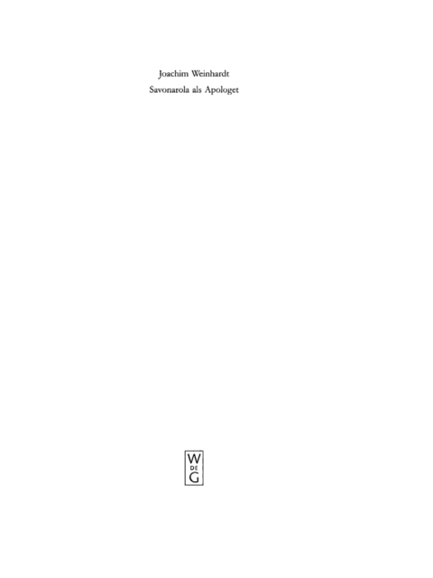 Cover image for book Savonarola als Apologet