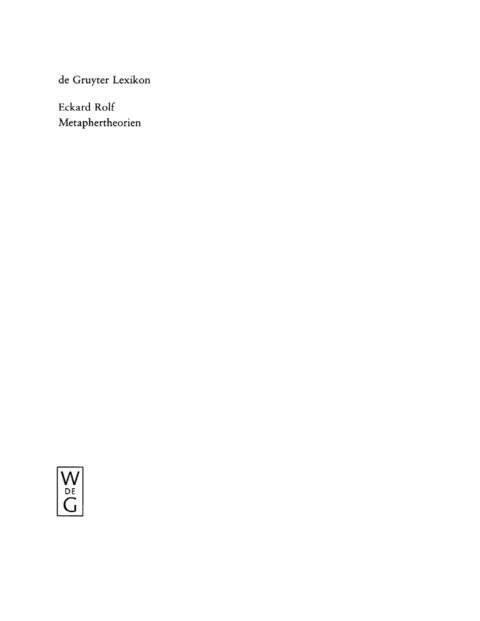 Cover image for book Metaphertheorien