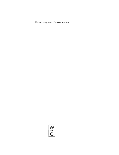 Cover image for book Übersetzung und Transformation