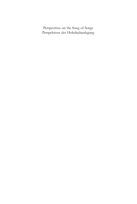 Cover image for book Perspectives on the Song of Songs / Perspektiven der Hoheliedauslegung