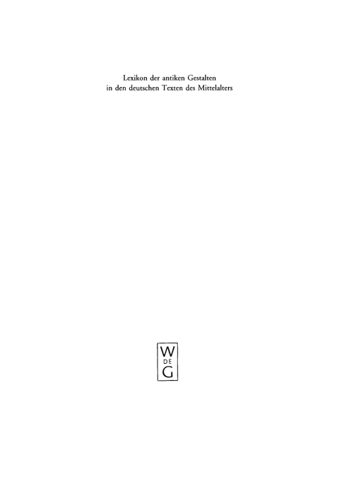 Cover image for book Lexikon der antiken Gestalten in den deutschen Texten des Mittelalters