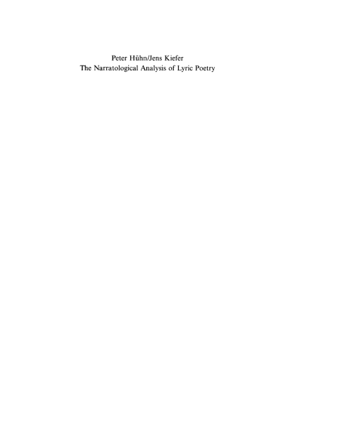 Cover image for book The Narratological Analysis of Lyric Poetry