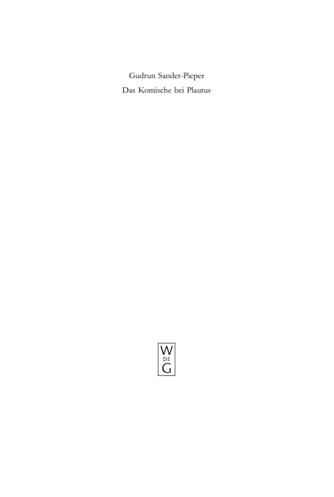 Cover image for book Das Komische bei Plautus